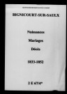 Bignicourt-sur-Saulx. Naissances, mariages, décès 1833-1852