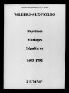 Villers-aux-Noeuds. Baptêmes, mariages, sépultures 1693-1792