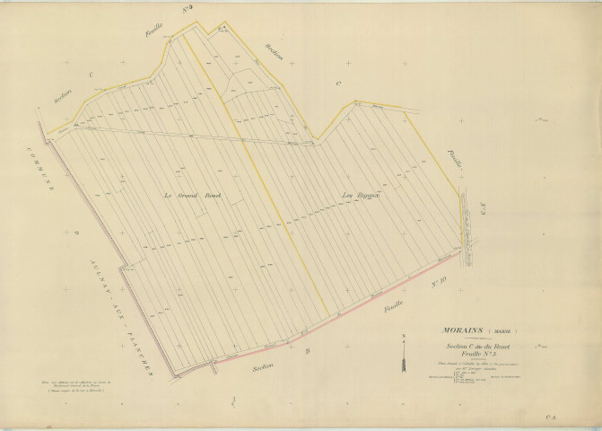 Val-des-Marais (51158). Morains (51383). Section C5 échelle 1/1000, plan mis à jour pour 1927 (Morains le Petit), plan non régulier (papier)