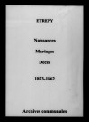 Étrepy. Naissances, mariages, décès 1853-1862