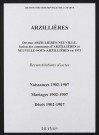 Arzillières. Naissances, mariages, décès 1902-1907 (reconstitutions)