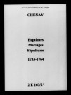 Chenay. Baptêmes, mariages, sépultures 1733-1764