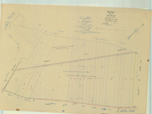 Suippes (51559). Section E3 E4 échelle 1/2000, plan mis à jour pour 1958, plan non régulier (papier)