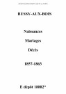 Bussy-aux-Bois. Naissances, mariages, décès 1857-1863