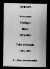 Outines. Naissances, mariages, décès et tables décennales des naissances, mariages, décès 1893-1902