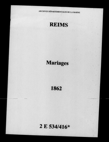 Reims. Mariages 1862