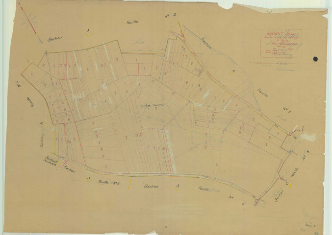 Aougny (51013). Section A4 échelle 1/1000, plan mis à jour pour 1935, plan non régulier (papier).
