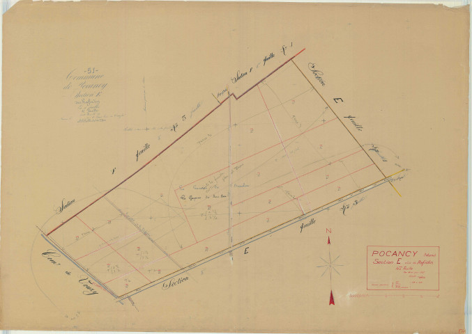 Pocancy (51435). Section E4 échelle 1/2500, plan mis à jour pour 1937, plan non régulier (papier)