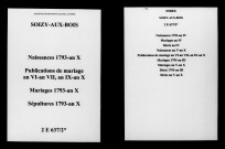 Soizy-aux-Bois. Naissances, mariages, décès, publications de mariage 1793-an X