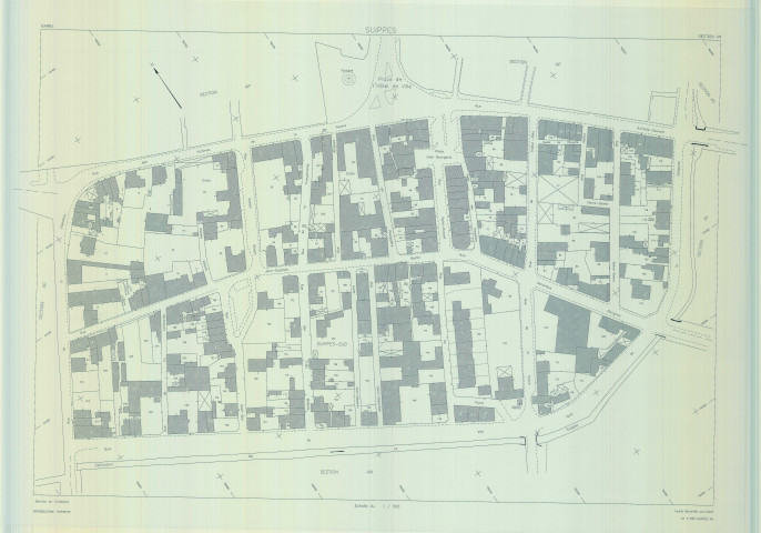 Suippes (51559). Section AN échelle 1/500, plan remanié pour 2002, plan régulier (calque)