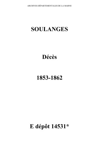 Soulanges. Décès 1853-1862