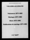 Villers-Allerand. Naissances, mariages, décès, publications de mariage 1873-1882