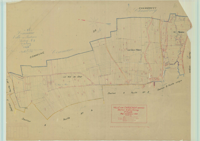 Ville-en-Tardenois (51624). Section A2 échelle 1/2000, plan mis à jour pour 1939, plan non régulier (papier).