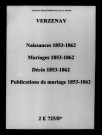 Verzenay. Naissances, mariages, décès, publications de mariage 1853-1862
