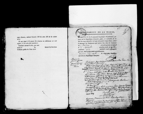 Jonchery-sur-Vesle. Naissances, publications de mariage, mariages, décès an XI-1810