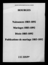 Hourges. Naissances, mariages, décès, publications de mariage 1883-1892