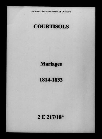 Courtisols. Mariages 1814-1833