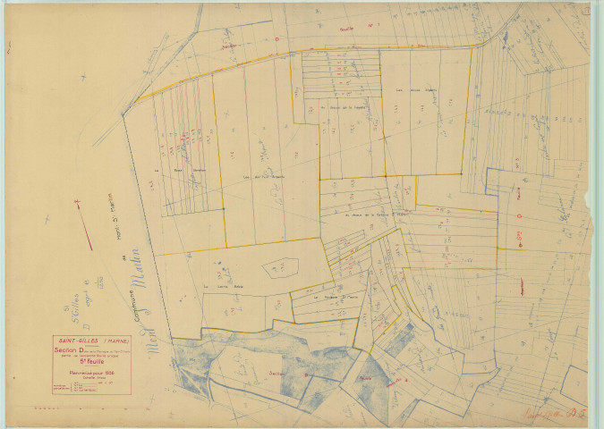Saint-Gilles (51484). Section D5 échelle 1/1250, plan mis à jour pour 1936, plan non régulier (papier).