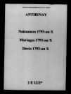 Anthenay. Naissances, mariages, décès 1793-an X