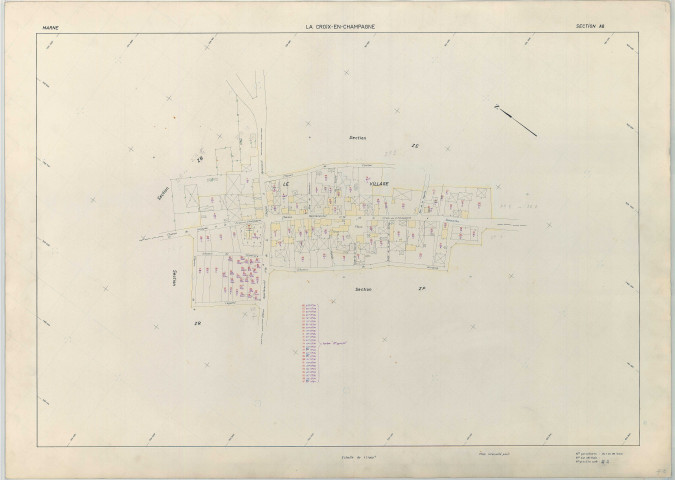 Croix-en-Champagne (La) (51197). Section AB échelle 1/1000, plan renouvelé pour 1968, plan régulier (papier armé)