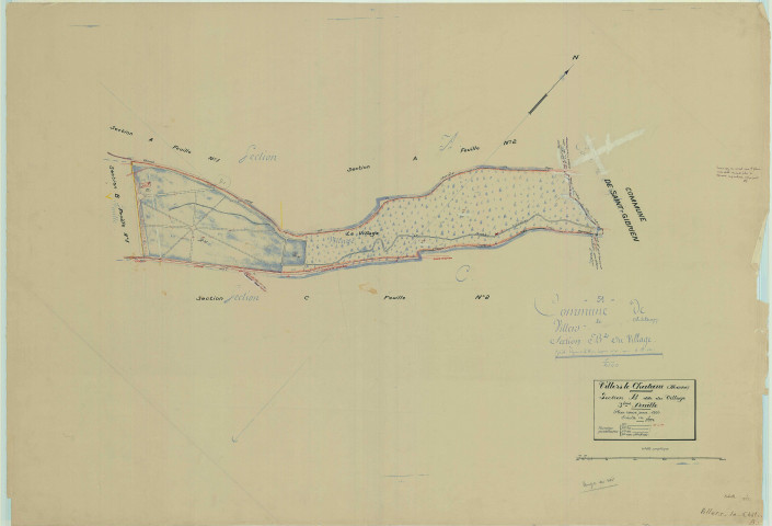 Villers-le-Château (51634). Section B3 échelle 1/2500, plan mis à jour pour 1935, plan non régulier (papier)