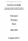 Sainte-Livière. Naissances, mariages, décès 1883-1892