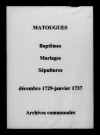 Matougues. Baptêmes, mariages, sépultures 1729-1737