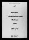 Ay. Naissances, publications de mariage, mariages, décès 1838-1842