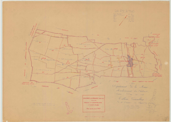 Cheppes-la-Prairie (51148). Tableau d'assemblage 2 échelle 1/10000, plan mis à jour pour 1952, plan non régulier (papier)