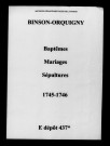 Binson-et-Orquigny. Baptêmes, mariages, sépultures 1745-1746