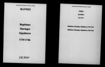 Bannes. Baptêmes, mariages, sépultures 1719-1746