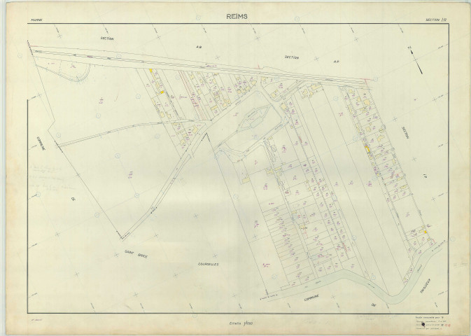 Reims (51454). Section IR échelle 1/1000, plan renouvelé pour 1968, plan régulier (papier armé).