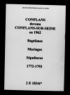 Conflans. Baptêmes, mariages, sépultures 1772-1792
