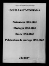 Bouilly. Naissances, mariages, décès, publications de mariage 1853-1862