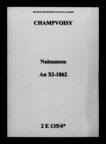 Champvoisy. Naissances an XI-1862