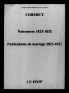 Cormicy. Naissances, publications de mariage 1823-1832
