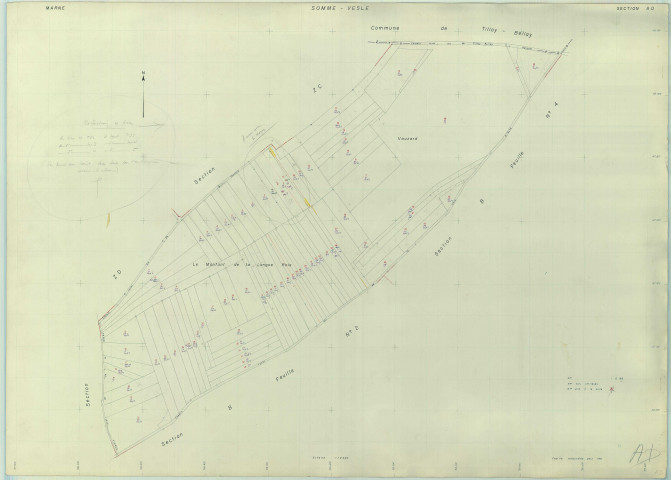 Somme-Vesle (51548). Section AD échelle 1/2000, plan renouvelé pour 1963, plan régulier (papier armé)