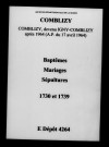 Comblizy. Baptêmes, mariages, sépultures 1730-1739