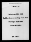 Treslon. Naissances, publications de mariage, mariages, décès 1823-1832