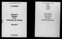 Cumières. Naissances, mariages, décès, publications de mariage 1863-1872