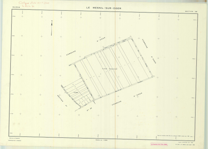 Mesnil-sur-Oger (Le) (51367). Section ZB échelle 1/2000, plan remembré pour 01/01/1980, plan régulier de qualité P5 (papier)