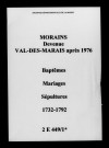 Morains. Baptêmes, mariages, sépultures 1732-1792