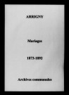 Arrigny. Mariages 1873-1892