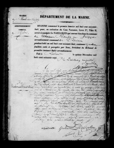 Boult-sur-Suippe. Naissances, mariages, décès, publications de mariage 1868-1872