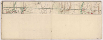 Carte itinéraire de la route de Paris en Allemagne traversant la Champagne, passant par Epernai, Chaalons, Vitry et St Dizier , 1776 : 11- de Moncets à Pogny