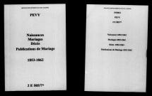 Pévy. Naissances, mariages, décès, publications de mariage 1853-1862