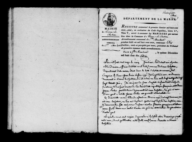 Vienne-le-Château. Mariages 1811-1830