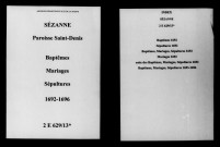 Sézanne. Saint-Denis. Baptêmes, mariages, sépultures 1692-1696