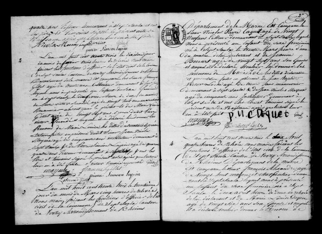 Sept-Saulx. Naissances, publications de mariage, mariages, décès 1833-1842