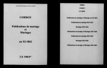 Corroy. Publications de mariage, mariages an XI-1862
